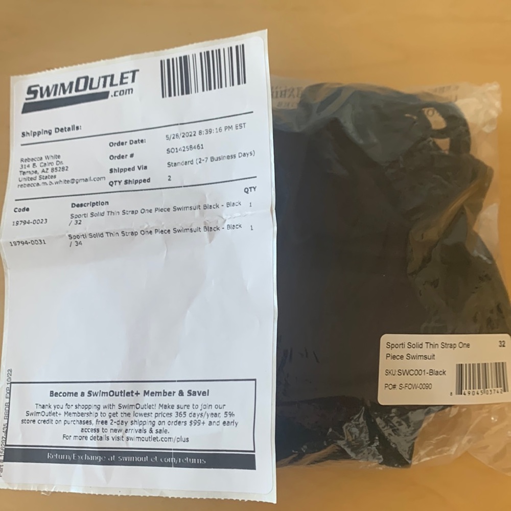 Sporti solid thin strap one piece swimsuit Black, size 32